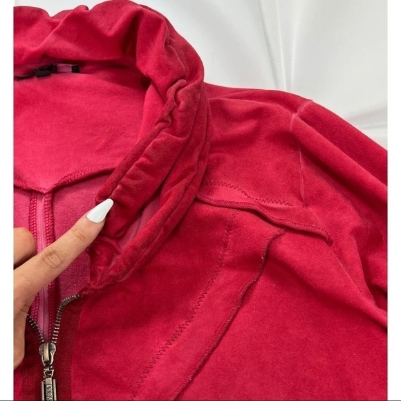 Yest Womens Sz 16 Red Ruched Ruffled Full Zip Jacket Tiered Grunge Marbled Chic - Picture 6 of 12